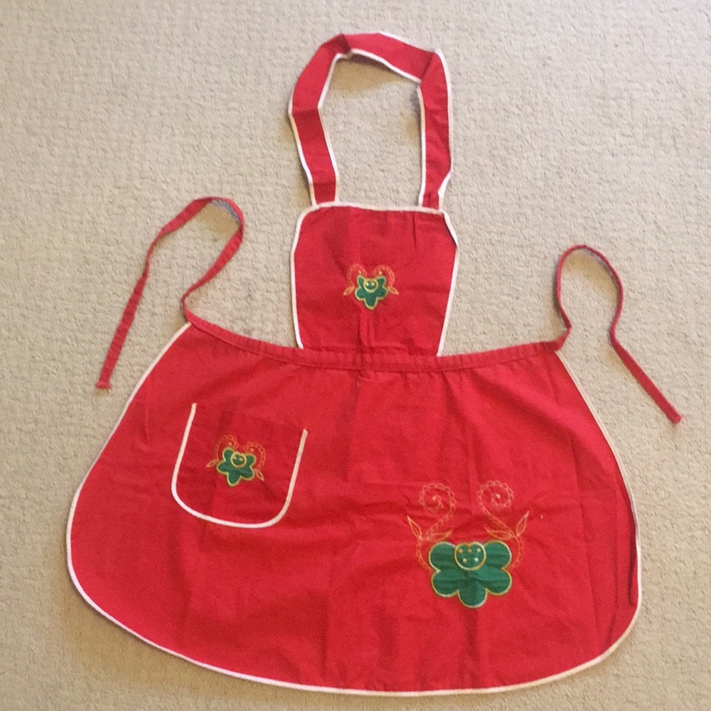 Vintage Red Floral Apron - Unique, One-of-a-Kind.